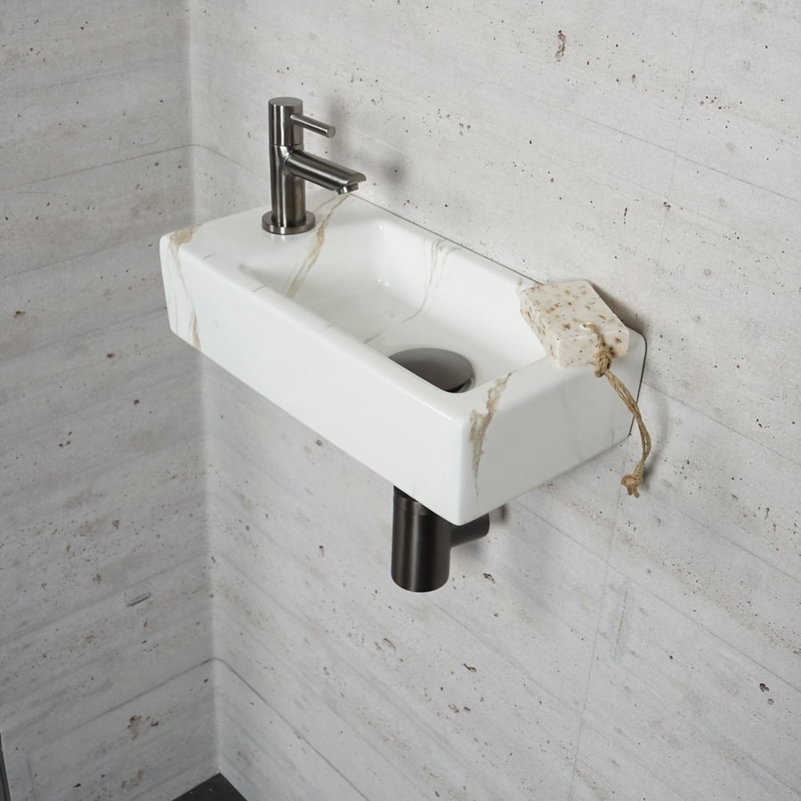 Fonteinset Carrara Marmerlook Wiesbaden Color Gun Metal (kraangat links)