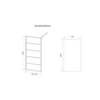 Inloopdouche BWS Black Line 80x200 cm 8mm NANO Glas Mat Zwart Raster