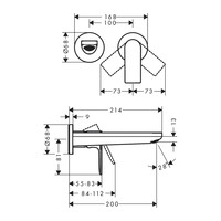 Inbouw Wastafelmengkraan HansGrohe Rebris E Eengreeps Wandmontage Met Uitloop 20 cm Chroom