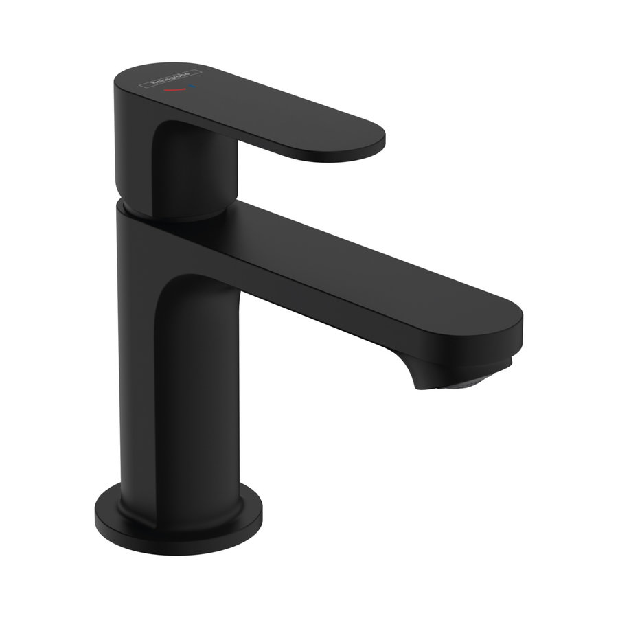 Wastafelmengkraan HansGrohe Rebris S Eengreeps 80 CoolStart EcoSmart+ Met Trekwaste Mat Zwart