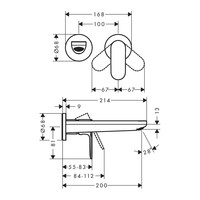 Inbouw Wastafelmengkraan HansGrohe Rebris S Eengreeps Wandmontage Met Uitloop 20 cm Chroom