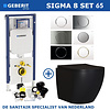 Geberit Geberit Sigma 8 (UP720) Toiletset set65 Mudo Rimless Mat Zwart Met Sigma 10 Drukplaat