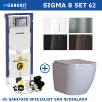 Geberit Sigma 8 (UP720) Toiletset set62 Mudo Rimless Met Sigma 70 Drukplaat