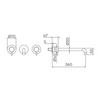 Inbouw Wastafelmengkraan Lagoo Garda met Uitloop 2 Greeps 26 cm Messing (In 6 Verschillende Kleuren)