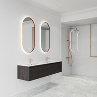 Spiegel Boss & Wessing Thyreos 40x100cm Ovaal Met Rand Koper LED Verlichting & Geïntegreerde Spiegelverwarming