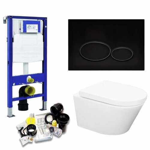 UP320 Toiletset 36 Aqua Splash Vesta Rimless Met Matzwarte Drukplaat 