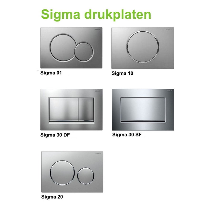 Geberit Sigma 8 (UP720) Toiletset set65 Mudo Rimless Mat Zwart Met Sigma 20 Drukplaat