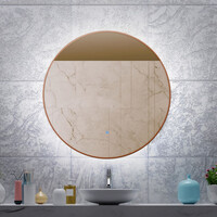 Spiegel Gliss Design Oko Koper Rond LED Verlichting 80 cm