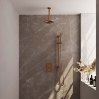 Inbouw Regendouche Set Brauer Copper Edition Plafond Uitloop Ronde Hoofddouche 20 cm Met Glijstang Koper