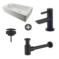 Fonteinpack Chepri Links Keramiek 36x18x9 cm Zwart (Keuze uit 4 kranen)