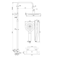 Regendouche Brauer Copper Showerpipe Met Thermostaat 20cm 3 Standen Koper