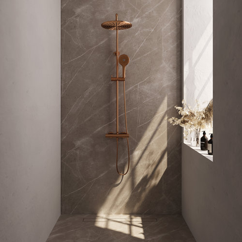 Regendouche Brauer Copper Showerpipe Met Thermostaat 30cm 3 Standen Koper 