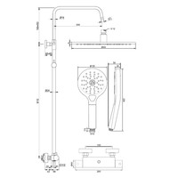 Regendouche Brauer Copper Showerpipe Met Thermostaat 30cm 3 Standen Koper