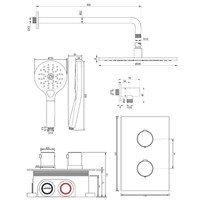Inbouw Regendouche Set Brauer Copper Edition Gebogen Wanduitloop Ronde Hoofddouche 30 cm Met Handdouche 3 Standen Koper