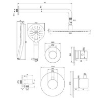 Inbouw Regendouche Set Brauer Copper Edition Gebogen Wanduitloop Ronde Hoofddouche 30 cm Met Twee Stopkranen en Handdouche 3 Standen Koper