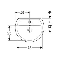 Fontein Geberit Bastia 50x41 cm Rond met Kraangat met Overloop Glans Wit