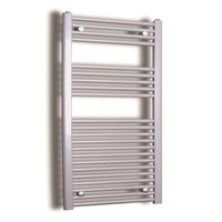 Elektrische Design Radiator Sanicare Plug & Play 111,8x45 cm Inox Look 596 Watt Met Zwarte Thermostaat Links