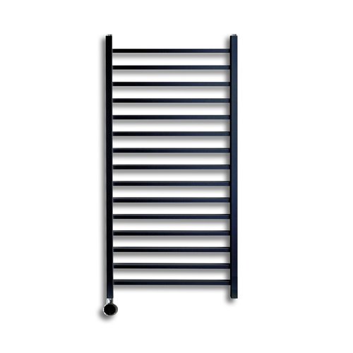 Elektrische Radiator Sanicare Qubic 126.4x60 cm Mat Zwart Met Zwarte Thermostaat 773 Watt 