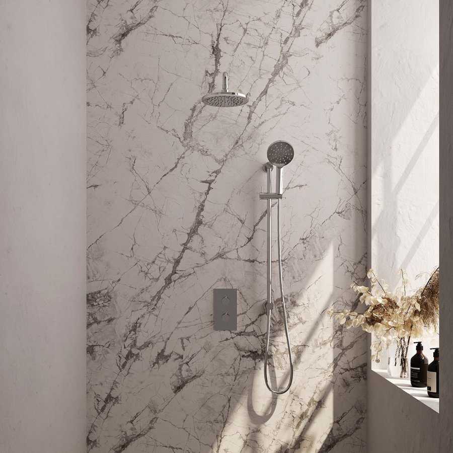 Inbouw Regendouche Set Brauer Chrome Edition Gebogen Wanduitloop Ronde Hoofddouche 20 cm Met Glijstang en Handdouche 3 Standen