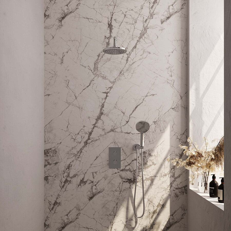 Inbouw Regendouche Set Brauer Chrome Edition Gebogen Wanduitloop Ronde Hoofddouche 20 cm Met Handdouche 3 Standen