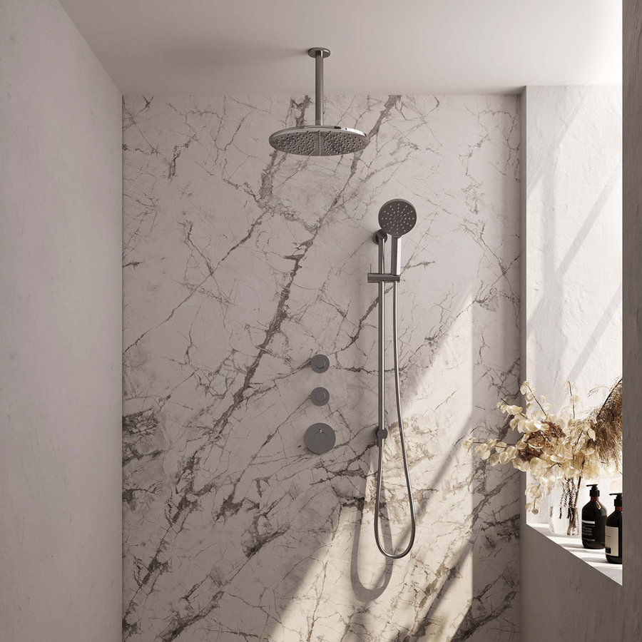 Thermostatisch Inbouwdoucheset Brauer Chrome 30cm Hoofddouche Plafondarm 3 Standen Handdouche op Glijstang Chroom