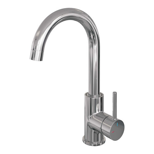 Wastafelmengkraan Brauer Chrome Edition Coldstart Opbouw Hoog Gebogen Ronde Hendel Chroom PVD 