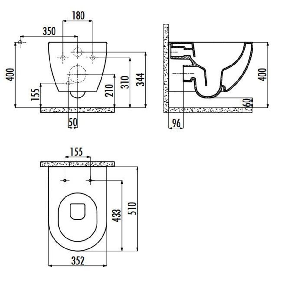 Wandcloset Creavit met Bidet Wit Keramiek (Excl. Zitting)