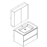 Badkamermeubelset Sanimar Murcia 75 cm Inclusief Spiegelkast Wit