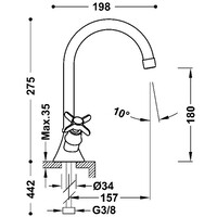 Wastafelmengkraan Tres Clasic Draaibaar 2 Grepen Goud