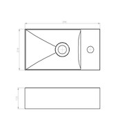 Fontein Arcqua Marble Free 40x22x12 cm Kraangat Rechts Zonder Overloop Glanzend Wit