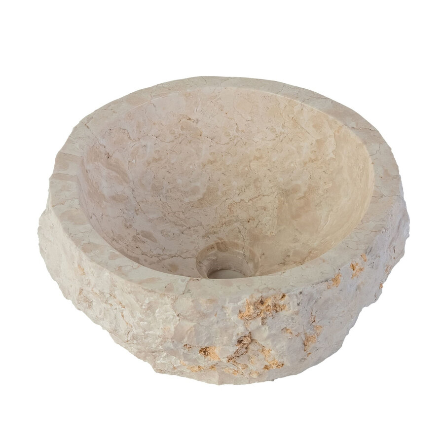 Waskom BWS Stone Rond 30-35x30-35x15 cm Natuurmarmer Creme