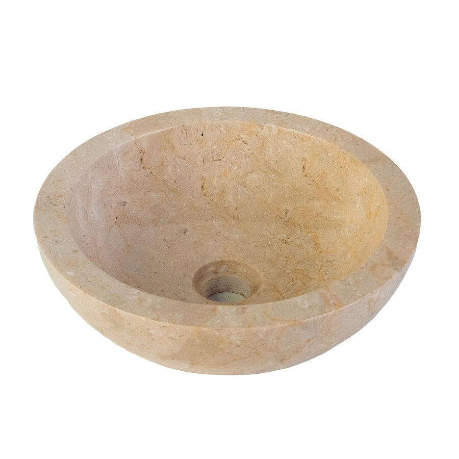 Waskom BWS Stone Rond 35x35x12 cm Gepolijst Natuursteen Creme