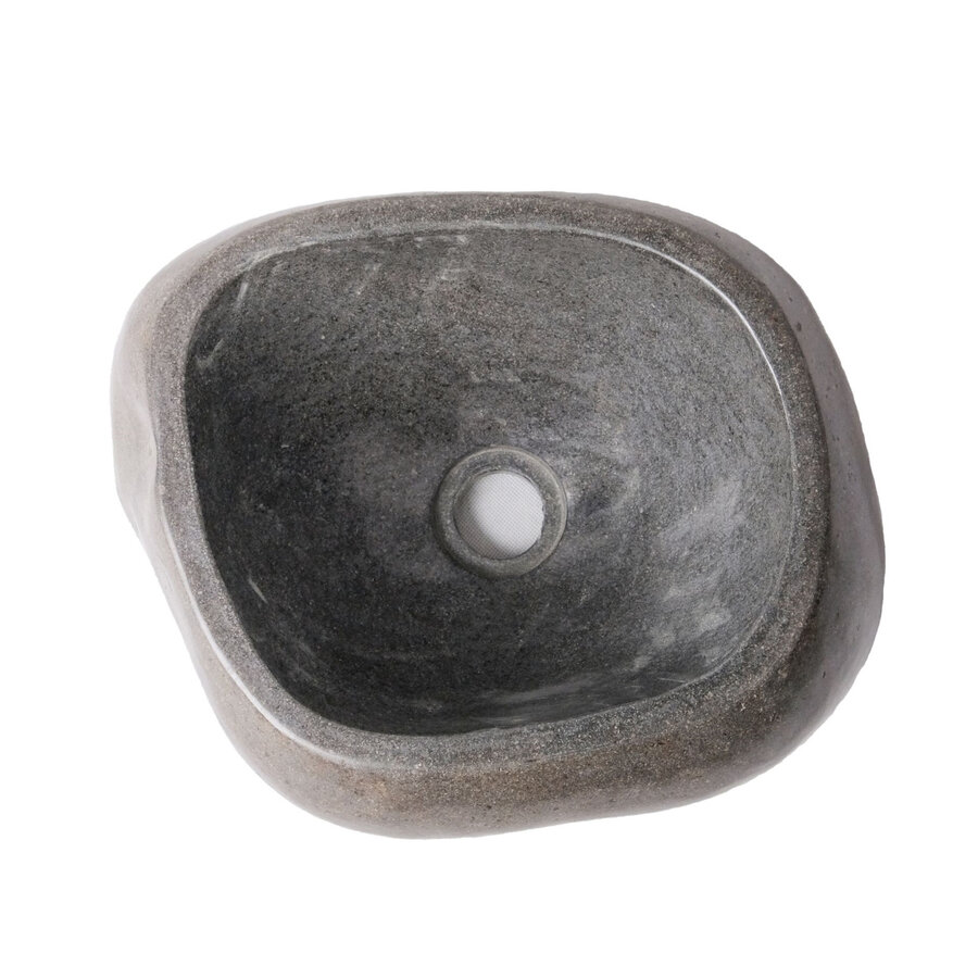 Waskom BWS Stone Rond 30-35x15x1,5 cm Gepolijst Riviersteen Grijs