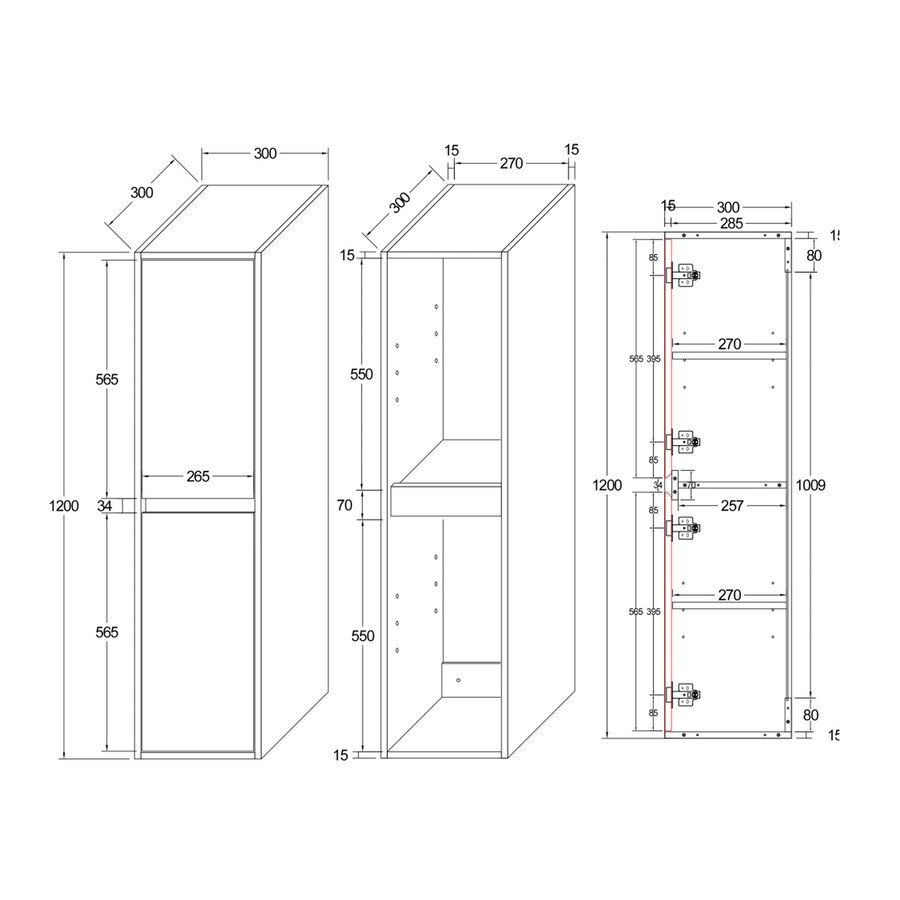 Kolomkast Aquasplash Retro 120 cm Licht Bruin