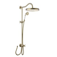 Regendoucheset Tres Opbouw Clasic Incl. Handdouche Kruisgreep Verouderd Messing