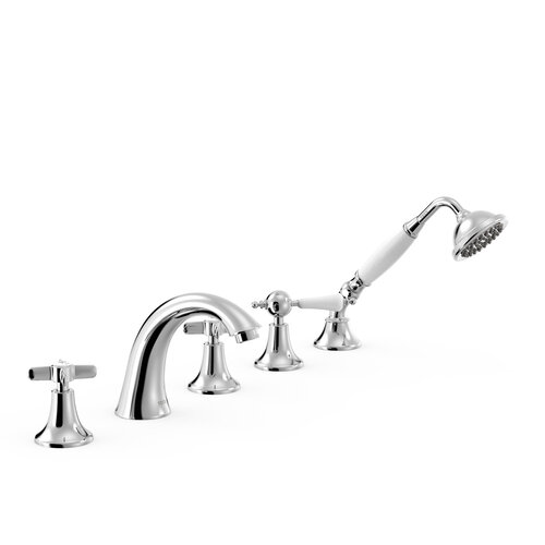 Badrandkraan Tres Clasic Mengkraan Gebogen Incl. Omstelknop en Handdouche Chroom 