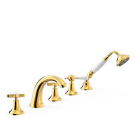 Badrandkraan Tres Clasic Mengkraan Gebogen Incl. Omstelknop en Handdouche Goud