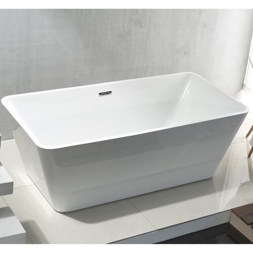 NIET MEER LEVERBAAR BWS Vrijstaand Ligbad | Aloni Quadro | Acryl | 180x80x60cm | met waste | Hoogglans Wit 