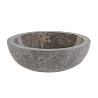 Waskom AQS Stone Rond 35x35x12 cm Gepolijst Natuursteen Grijs Marmer