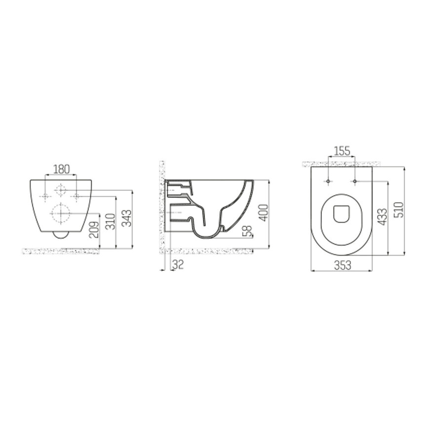 Wandcloset Aquasplash Rimoff Ophang Toilet Zonder Bidet Nijl Groen