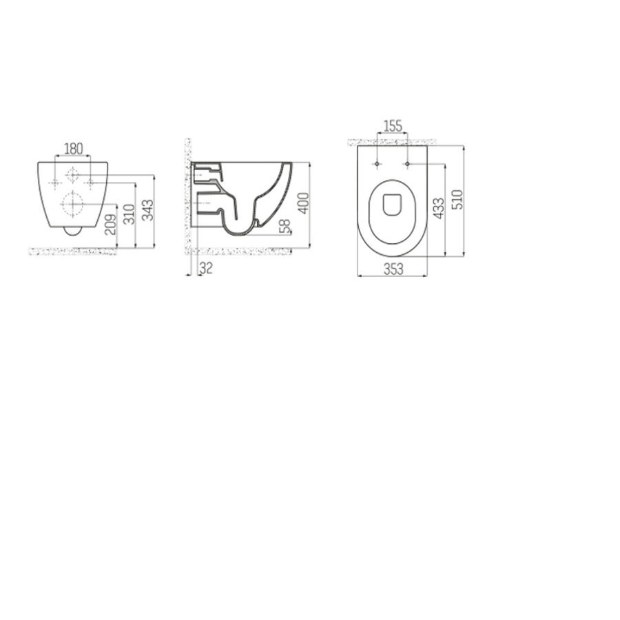 Wandcloset Aquasplash Rimoff Ophang Toilet Zonder Bidet Berry