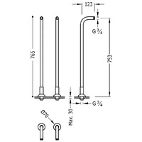 Badkraankoppelingen Tres Clasic Vrijstaand Chroom