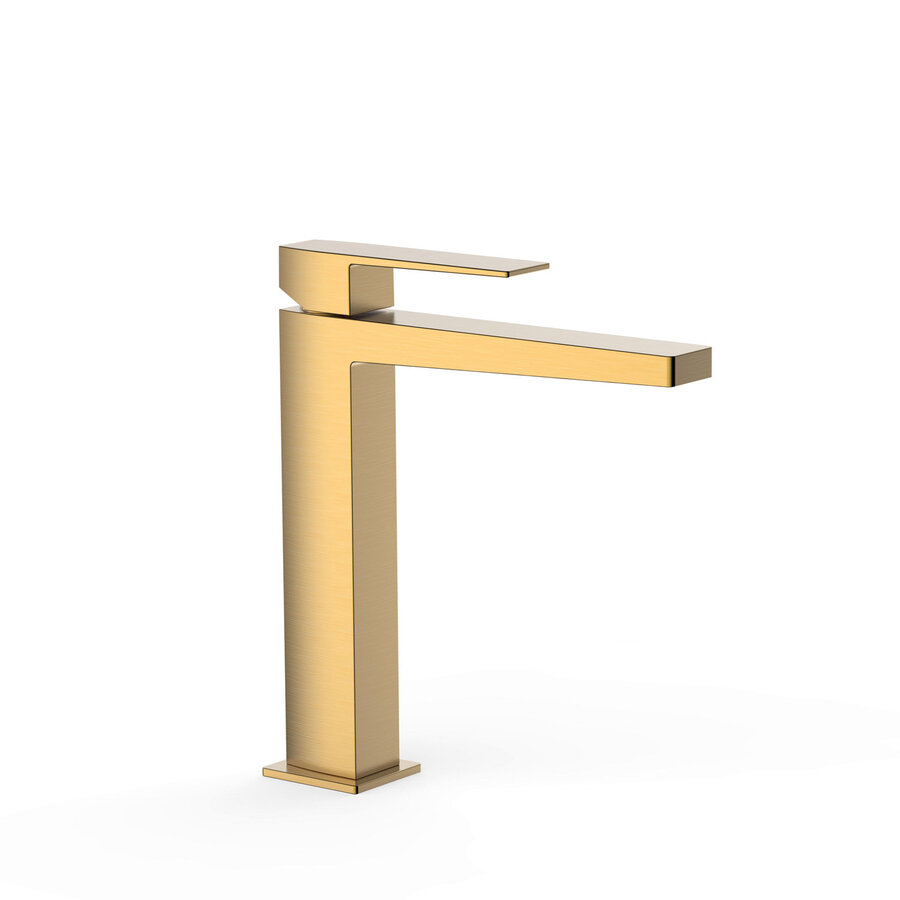 Wastafelmengkraan Tres Slim Exclusive Vierkant met Hendel Mat Goud