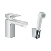 Hansgrohe Wastafelmengkraan HansGrohe Vernis Shape Eengreeps 100 Zinc Met Handdouche en Doucheslang 160 cm Chroom
