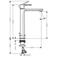 Wastafelmengkraan HansGrohe Rebris E Eengreeps 240 CoolStart EcoSmart+ Voor Waskommen met Trekwaste Chroom