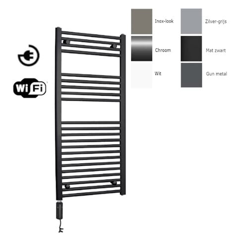 Radiator Sanicare Snode Met Wifi 111,8 x 45 cm Zilver-Grijs Met Thermostaat Zwart 