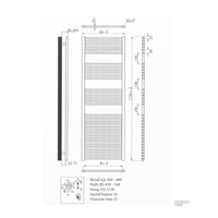 Radiator Sanicare Snode Met Wifi 172 x 45 cm Inox-Look Met Thermostaat Zwart