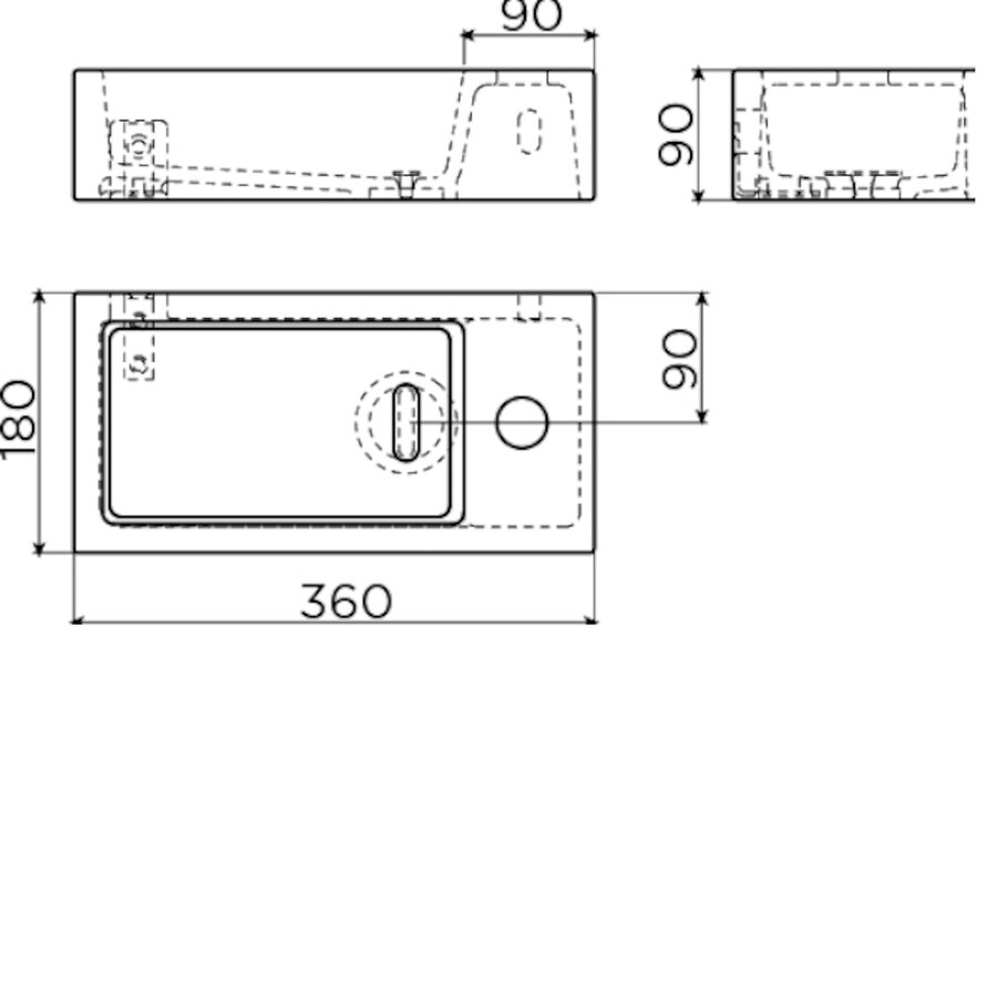Clou Flush Fontein Met Kraangat Rechts Mat Grijs Keramiek 36 cm