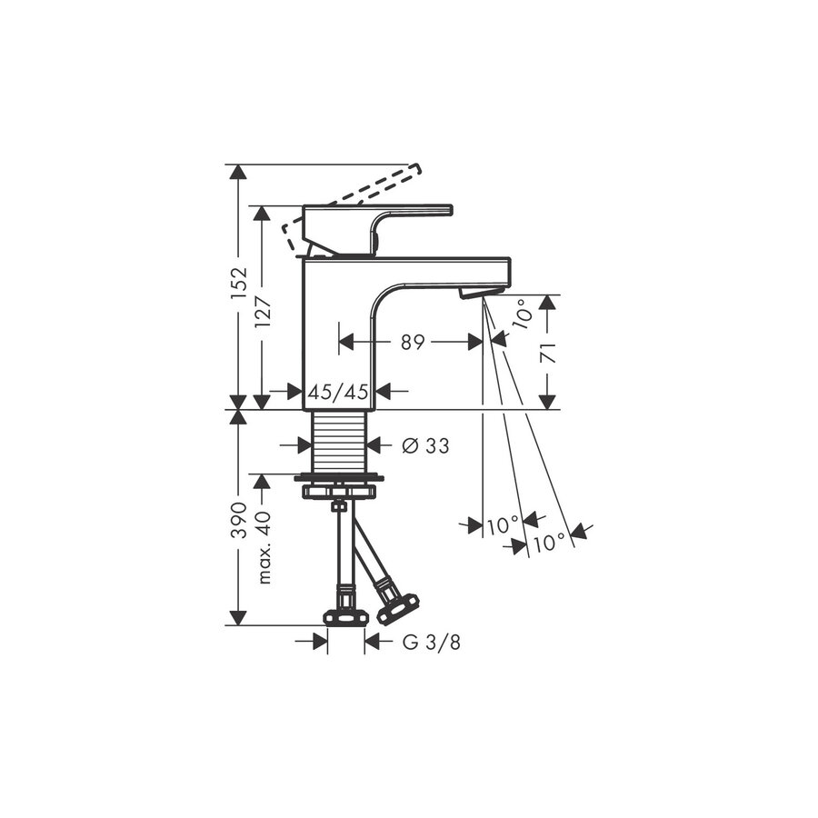 Wastafelmengkraan HansGrohe Vernis Shape Eengreeps 70 Zinc Zonder Afvoer Chroom