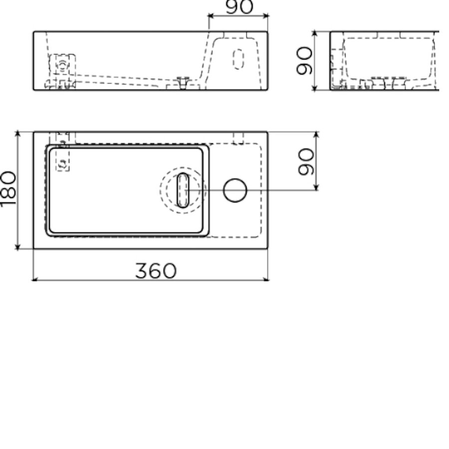 Clou Flush Fontein Met Kraangat Rechts Mat Grijs Keramiek 36 cm